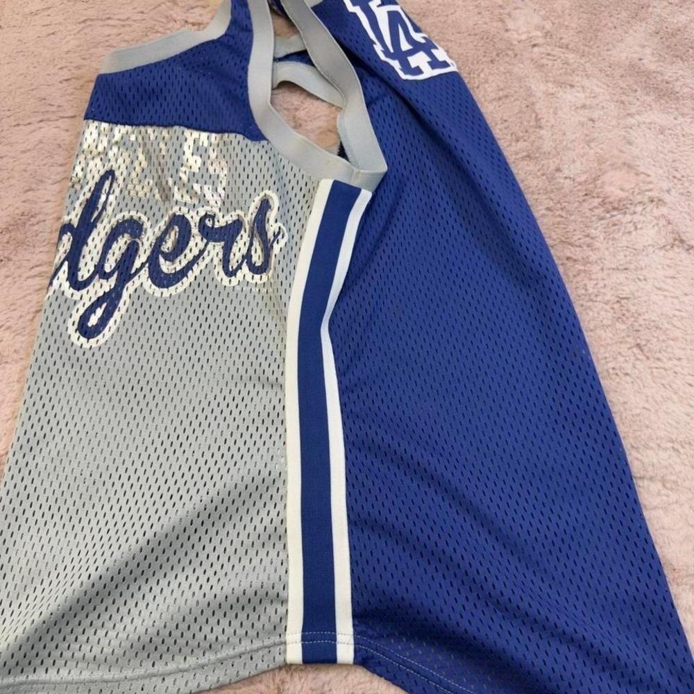 Vintage Y2K Dodgers Mesh Jersey Tank, slim cut, LA Dodgers merch - Picture 5 of 8